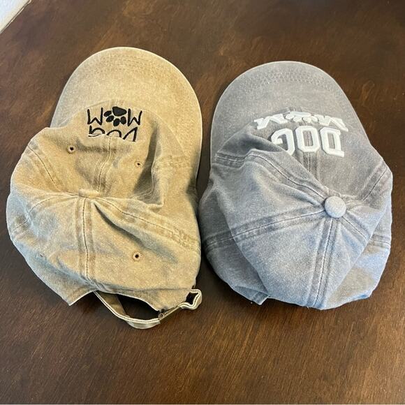 Dog Mom Embroidered Hats Caps Lot of 2 Gray Tan Casual - Picture 7 of 7